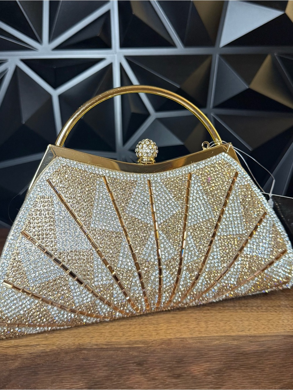 Elegant Gold Crystal Evening Clutch Handbag